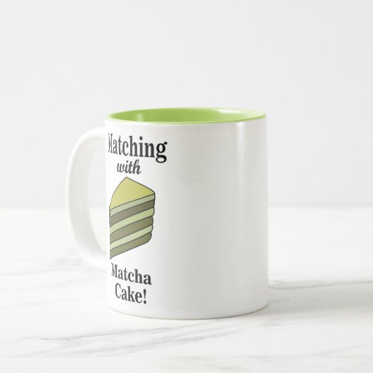 抹茶グリーンケーキおもしろい ツートーンマグカップ (正面左)