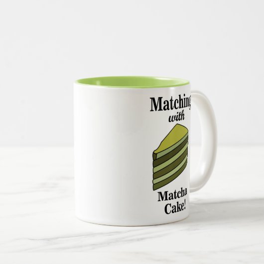 抹茶グリーンケーキおもしろい ツートーンマグカップ (正面右)