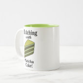 抹茶グリーンケーキが面白い ツートーンマグカップ (正面左)