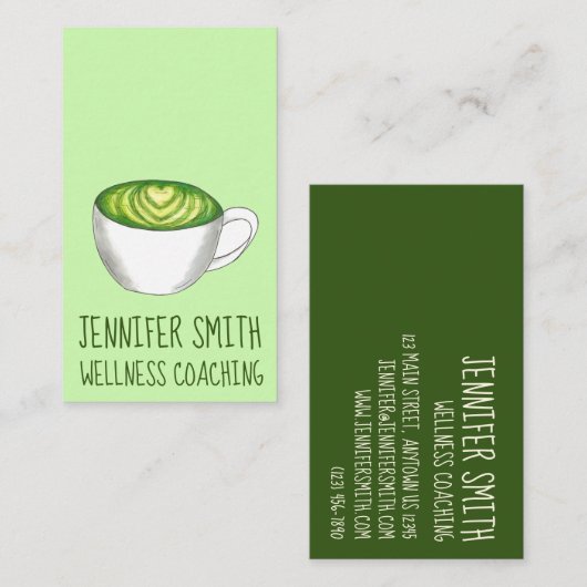 抹茶グリーンティーラテ禅ウェルネス瞑想スパ 名刺 (正面/裏面)