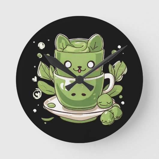 抹茶グリーンティー ラウンド壁時計 (正面)