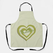 抹茶グリーンティー、レトロy2kハート エプロン (正面)