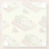抹茶ケーキ転がイラストレーション ガラスコースター (裏面)