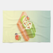 抹茶ケーキ転がイラストレーション キッチンタオル (横)