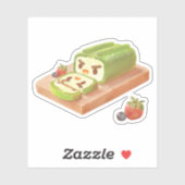 抹茶ケーキ転がイラストレーション シール (シート)