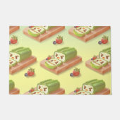 抹茶ケーキ転がイラストレーション ドアマット (正面)