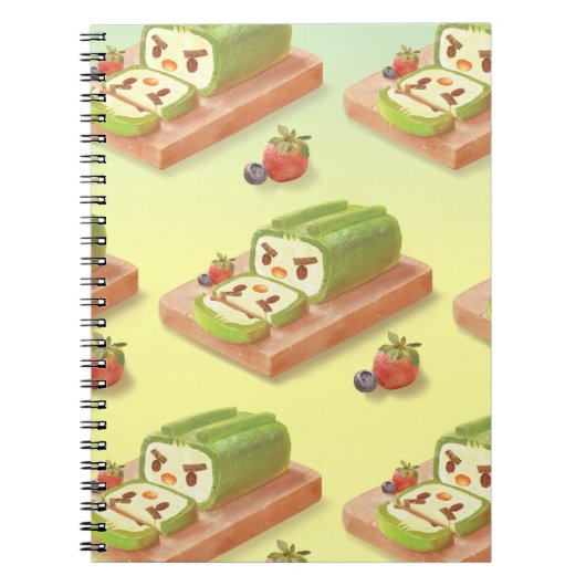 抹茶ケーキ転がイラストレーション ノートブック (正面)