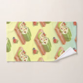 抹茶ケーキ転がイラストレーション バスタオルセット (ハンドタオル)