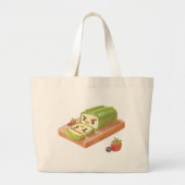 抹茶ケーキ転がイラストレーション ラージトートバッグ (正面)