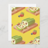 抹茶ケーキ転がイラストレーション 案内ポストカード (正面/裏面)