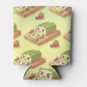 抹茶ケーキ転がイラストレーション 缶クーラー (正面)