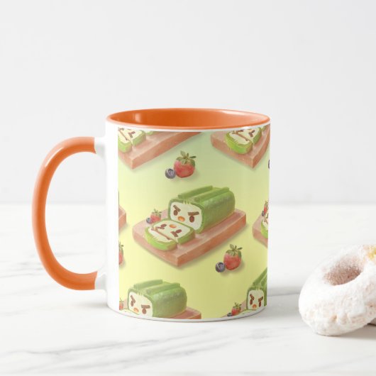 抹茶スイスロール: Iron T抹茶ケーキアート マグカップ (ドーナツ)