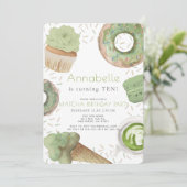 抹茶スイーツグリーンティーパーティーガール誕生日 招待状 (スタンド正面)