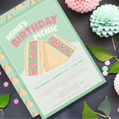 抹茶ストロベリーサンドイッチ誕生日ピクニック 招待状