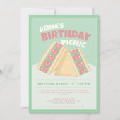 抹茶ストロベリーサンドイッチ誕生日ピクニック 招待状 (正面)
