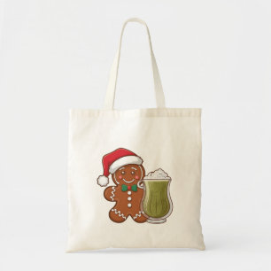 抹茶ドリンクを持つジンジャーブレッドマンクリスマス トートバッグ