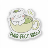 抹茶パーフェクトブリュー猫 シール (正面)