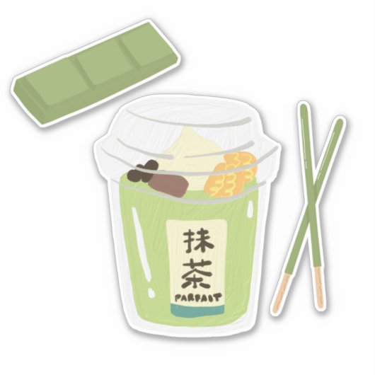 抹茶ボバ緑茶抹茶 シール (正面)