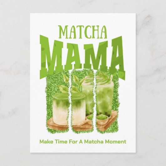 抹茶ママグリーンティーグリッターマママギフトカフェ ポストカード (正面)