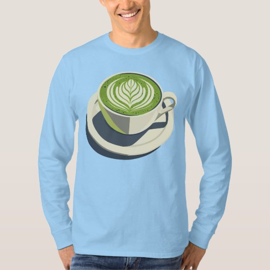 抹茶ラテアート グラフィックTシャツ – コーヒー好き Tシャツ (正面)