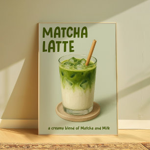 抹茶ラテキッチンウォールアート抹茶恋人 ポスター