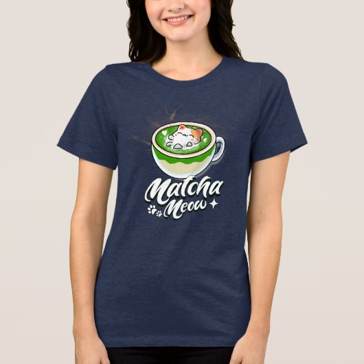 抹茶ラテ&猫好きマチャモウ トライブレンドＴシャツ (正面)