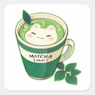 抹茶ラブキャットシール スクエアシール