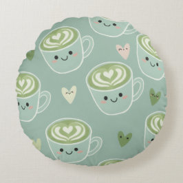抹茶ラブラテ かわいい丸いクッション ラウンドクッション