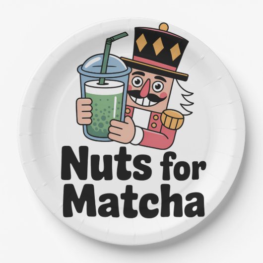 抹茶好きにはたまらないクリスマスのくるみ割り人形 抹茶ドリンク ペーパープレート (正面)