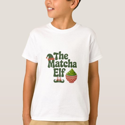 抹茶好きのためのクリスマスエルフデザイン Tシャツ (正面)