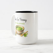 抹茶愛好家のための面白い抹茶グリーンティーマグ ツートーンマグカップ (正面左)