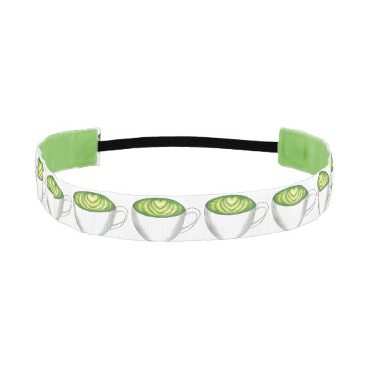 抹茶日本の緑茶ラテティーカップグルメ アスレチックヘッドバンド (正面)