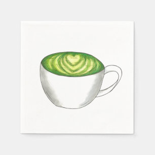 抹茶日本の緑茶ラテティーカップグルメ スタンダードカクテルナプキン