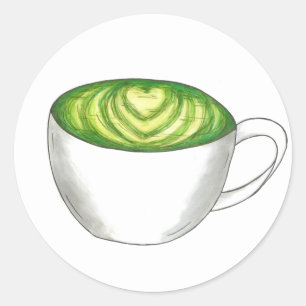 抹茶日本の緑茶ラテティーカップグルメ ラウンドシール