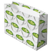 抹茶日本の緑茶ラテティーカップグルメ ラージペーパーバッグ (裏面アングル)