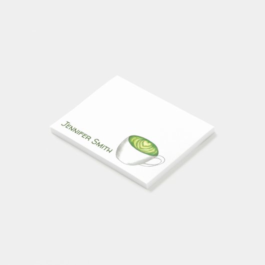 抹茶日本の緑茶ラテ飲料パーソナライズされた ポストイット (アングル)