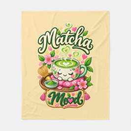 抹茶Mood ～ かわいいマッチョ茶デザイン フリースブランケット