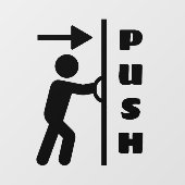 押おもしろいしスティックマンガラスのドア窓の貼り看板 ウィンドウサイン (シート)