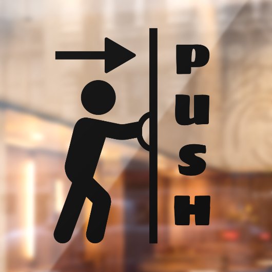 押おもしろいしスティックマンガラスのドア窓の貼り看板 ウィンドウサイン (シート2)