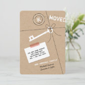 押されたモノグラムのパッケージ及び鍵の家の暖まるパーティー 招待状 (スタンド正面)