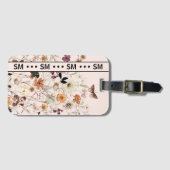 押されたワイルドフラワーズコテージコアピンクモノグラム ラゲッジタグ (正面横)