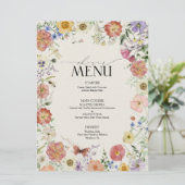 押されたワイルドフラワーフローラフレームブライダルシャワー メニュー (スタンド正面)