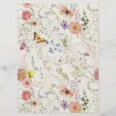 押されたワイルドフラワーフローラフレームブライダルシャワー メニュー (裏面)