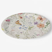 押されたワイルドフラワーフローラブライダルシャワー ペーパープレート (アングル)