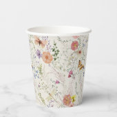 押されたワイルドフラワーフローラブライダルシャワー 紙コップ (裏面)