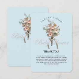 押されたワイルドフラワーベビーで開花Bohoベビーシャワー サンキューカード
