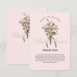 押されたワイルドフラワーベビーで開花Bohoベビーシャワー サンキューカード