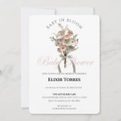 押されたワイルドフラワーベビーで開花Bohoベビーシャワー 招待状 (正面)