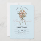 押されたワイルドフラワーベビーで開花Bohoベビーシャワー 招待状 (正面)