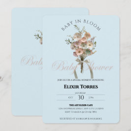 押されたワイルドフラワーベビーで開花Bohoベビーシャワー 招待状
